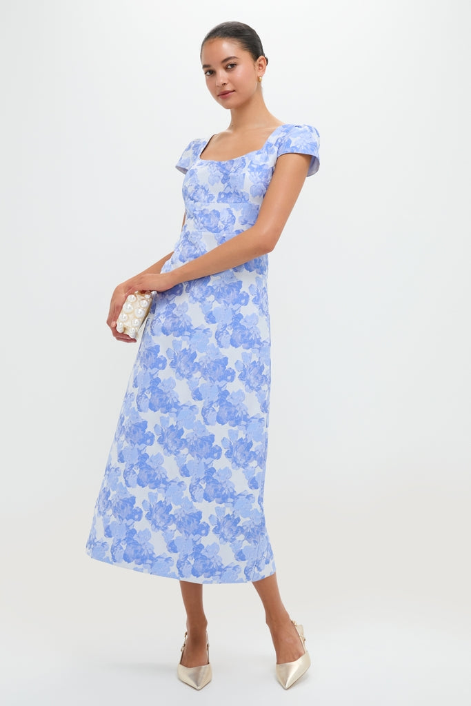 Pale Blue Jacquard Archibald Maxi Dress