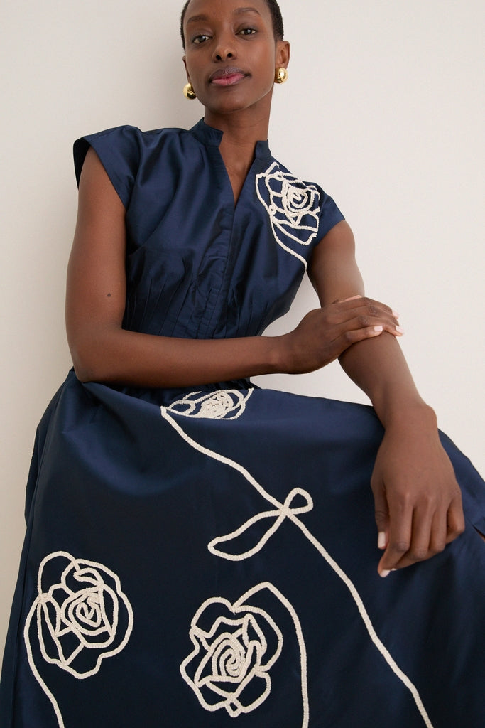 Navy Selene Midi Dress