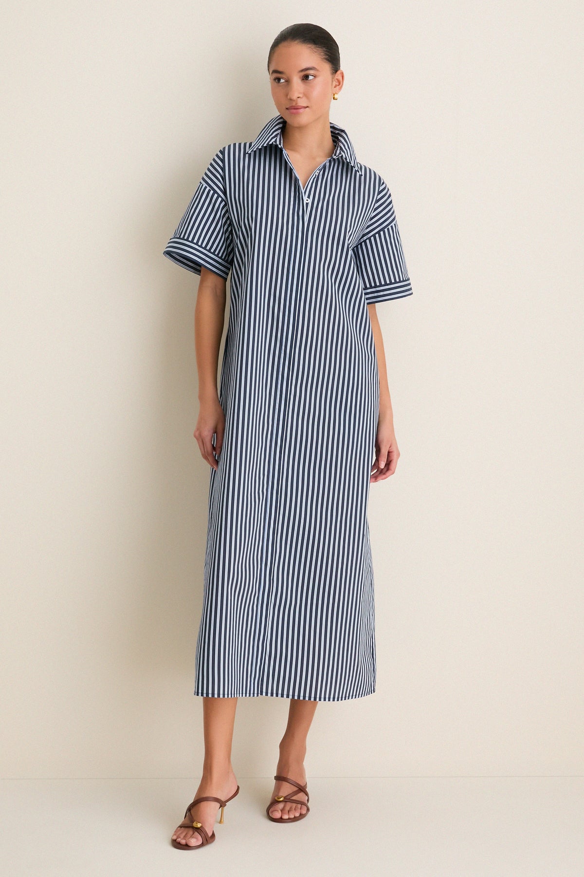Navy and Light Blue Stripe Zacara Dress