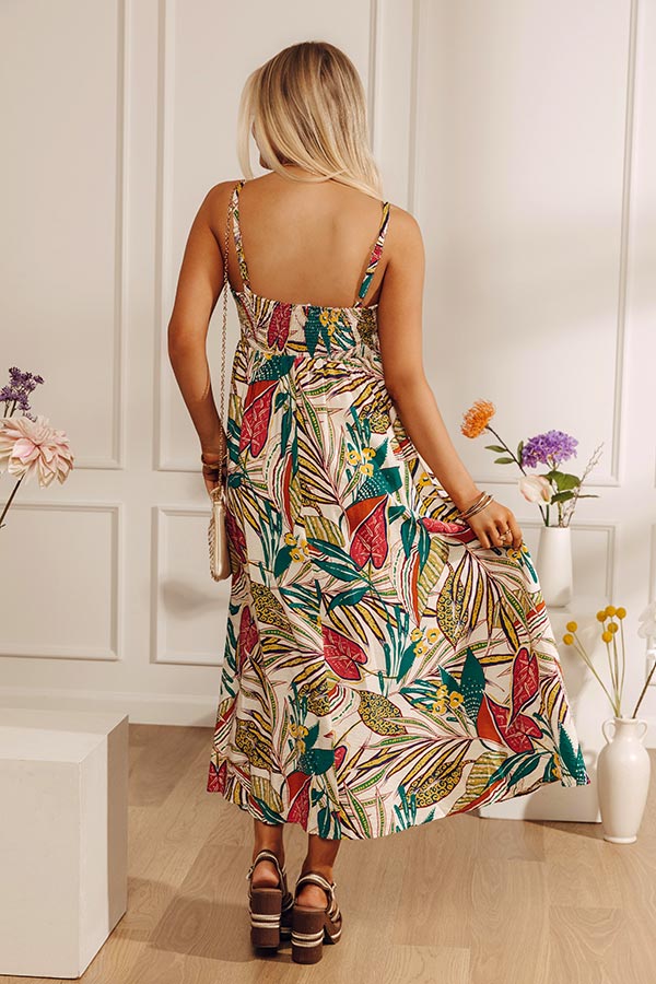 Tranquil Time Floral Midi Dress in Cream