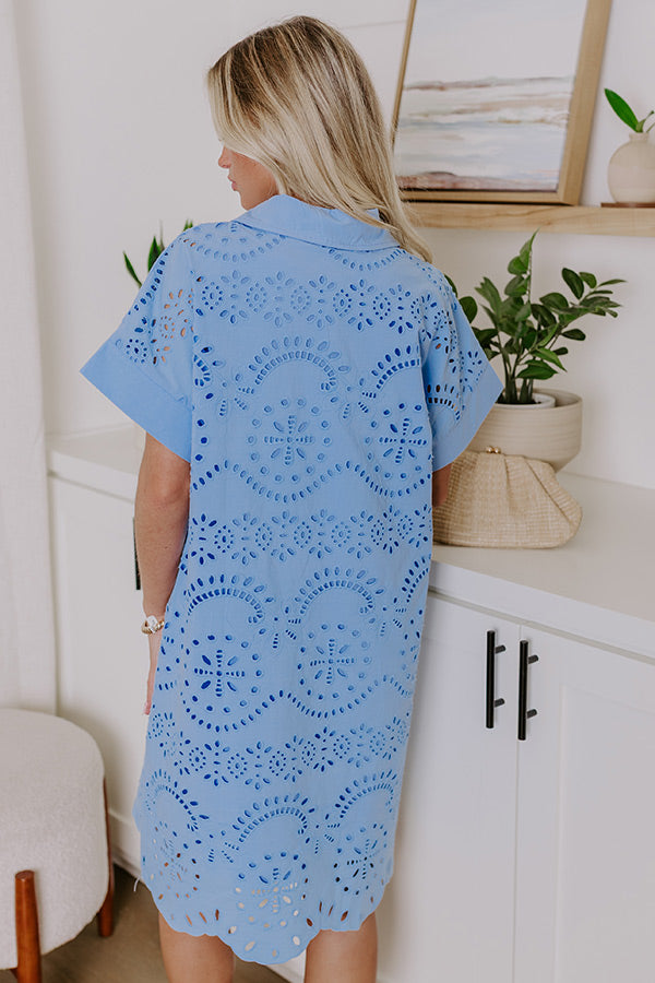 Smiles And Sorbet Eyelet Mini Dress in Sky Blue