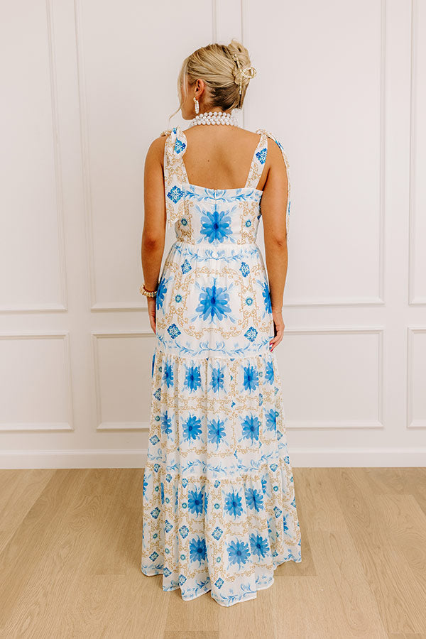 Garden Gala Floral Maxi Dress in Blue