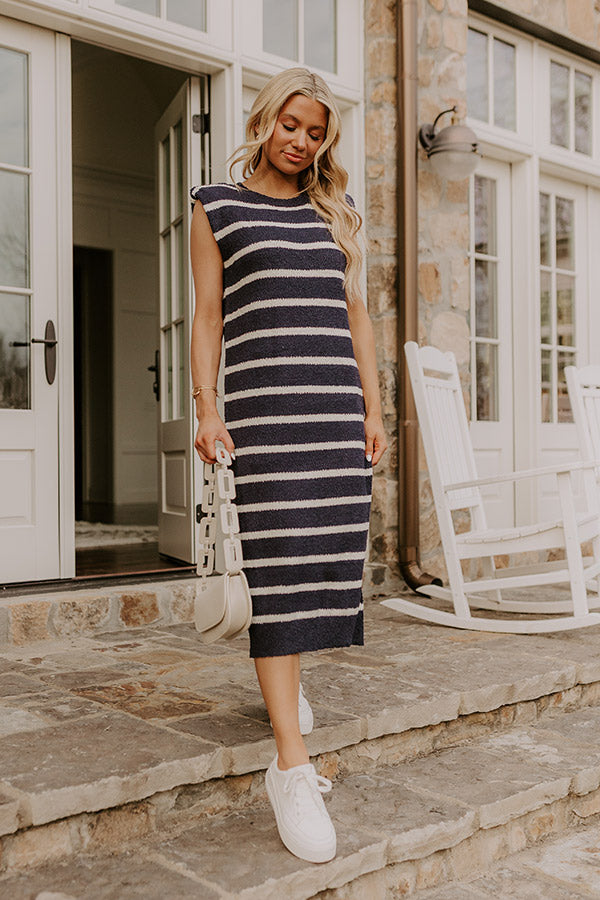 Sunset Sail Knit Midi Dress in Navy