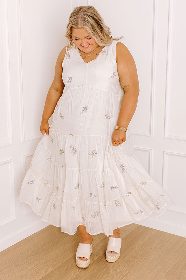 Chasing Wildflowers Embroidered Midi Dress Curves