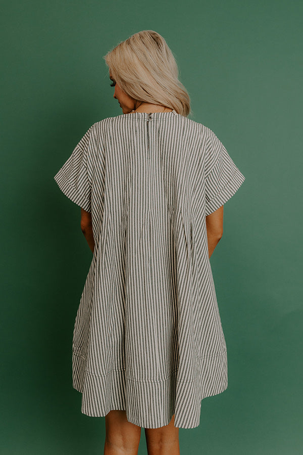 Charming Glance Stripe Mini Dress in Hunter Green