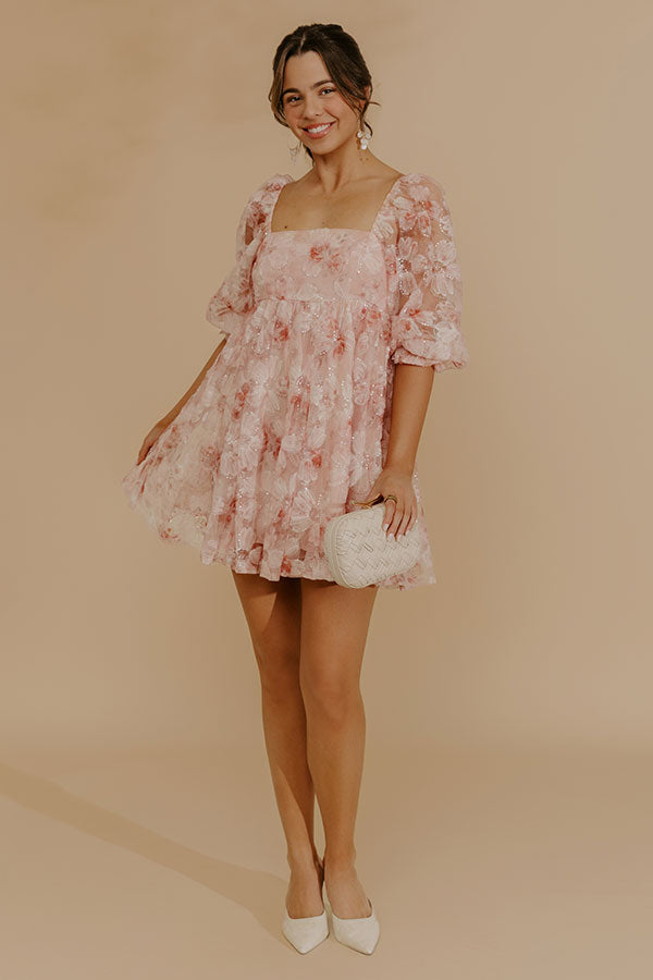 Secret Garden Floral Sequin Mini Dress