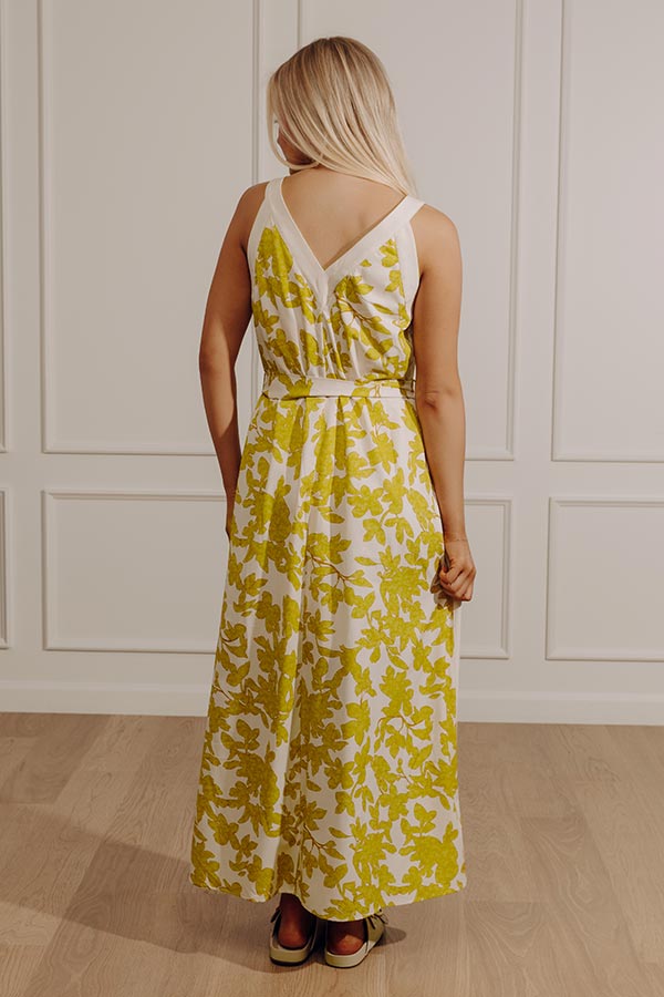 Vacay Bliss Floral Maxi Dress in Chartreuse