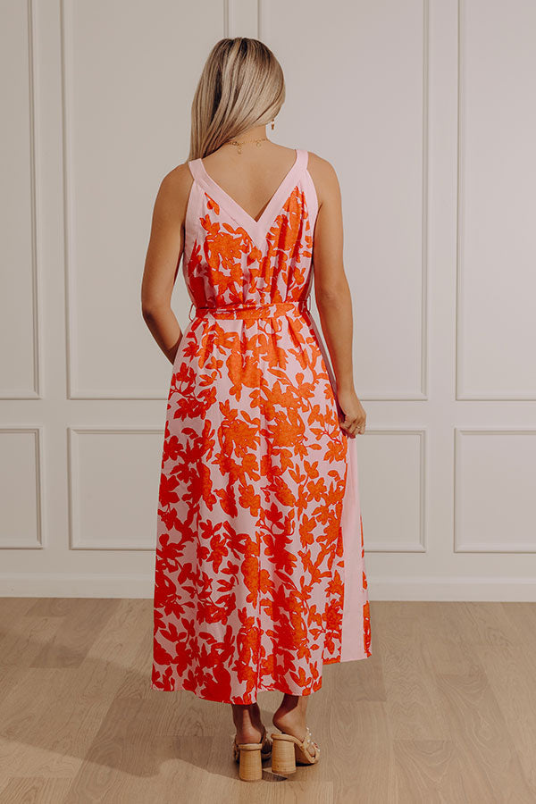 Vacay Bliss Floral Maxi Dress in Tangerine