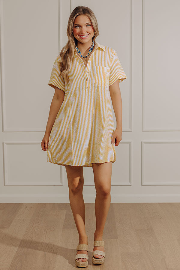 Summer in Stripes Seersucker Mini Dress in Yellow