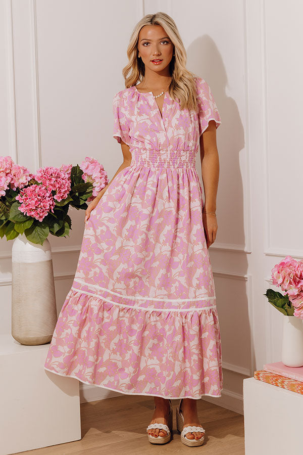 Santorini Bliss Floral Maxi Dress in Violet