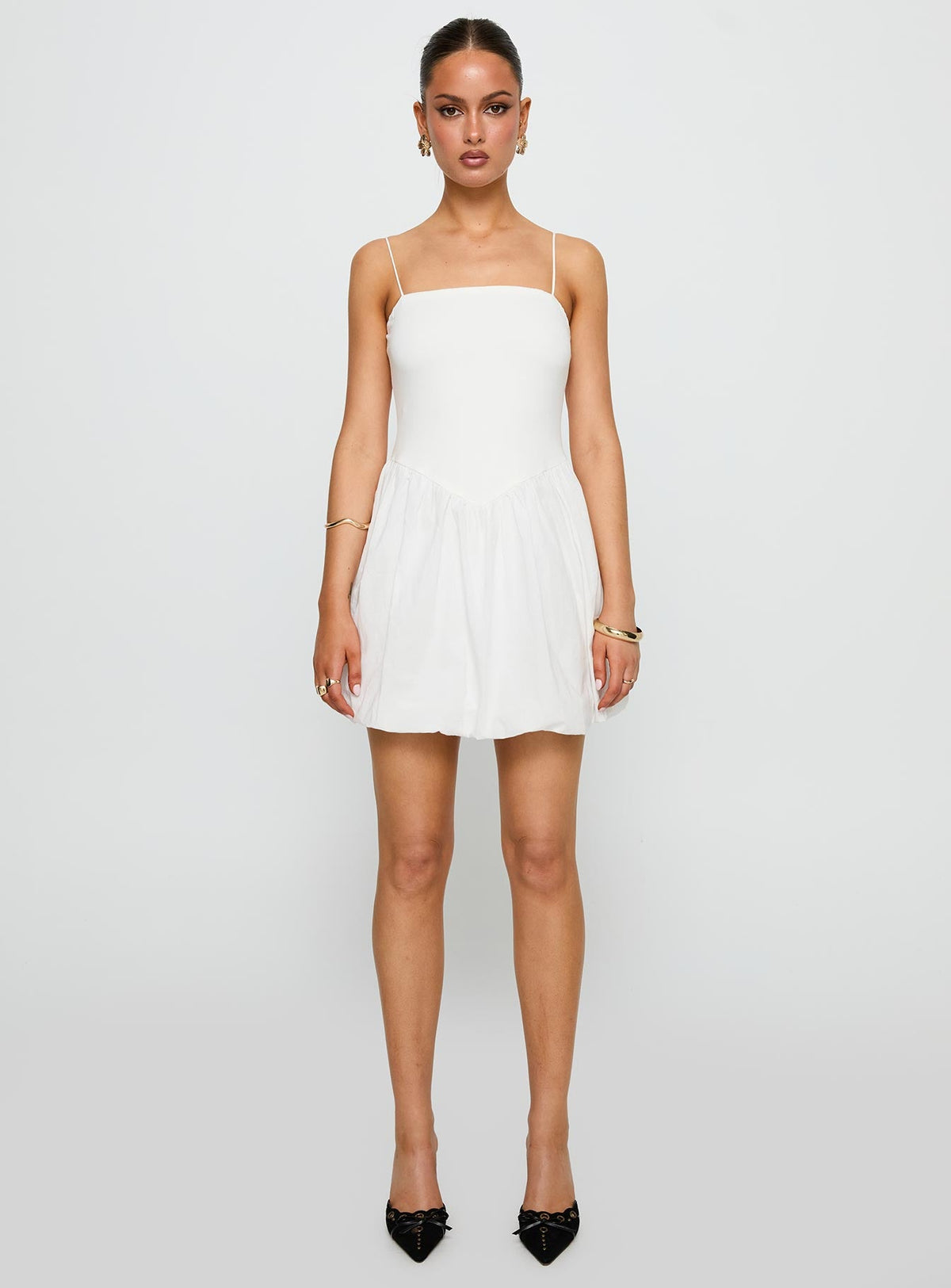 Vista Amora Bubble Hem Mini Dress White