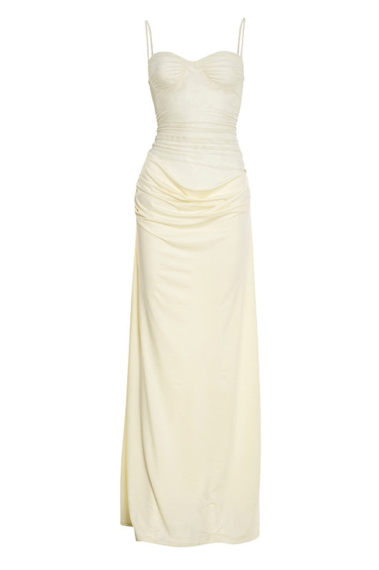 Straps Yellow Sheer Corset Long Dress
