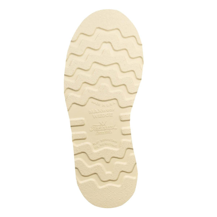 Detail view of the Thorogood American Heritage 8-inch tobacco moc toe wedge work boot