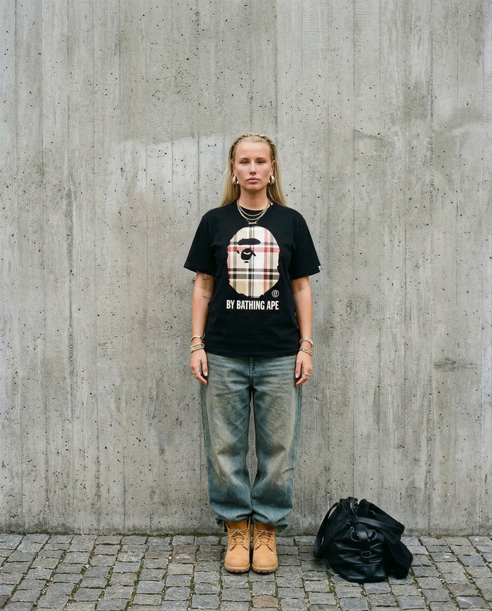 Bape Big Head Plaid T-shirt Black