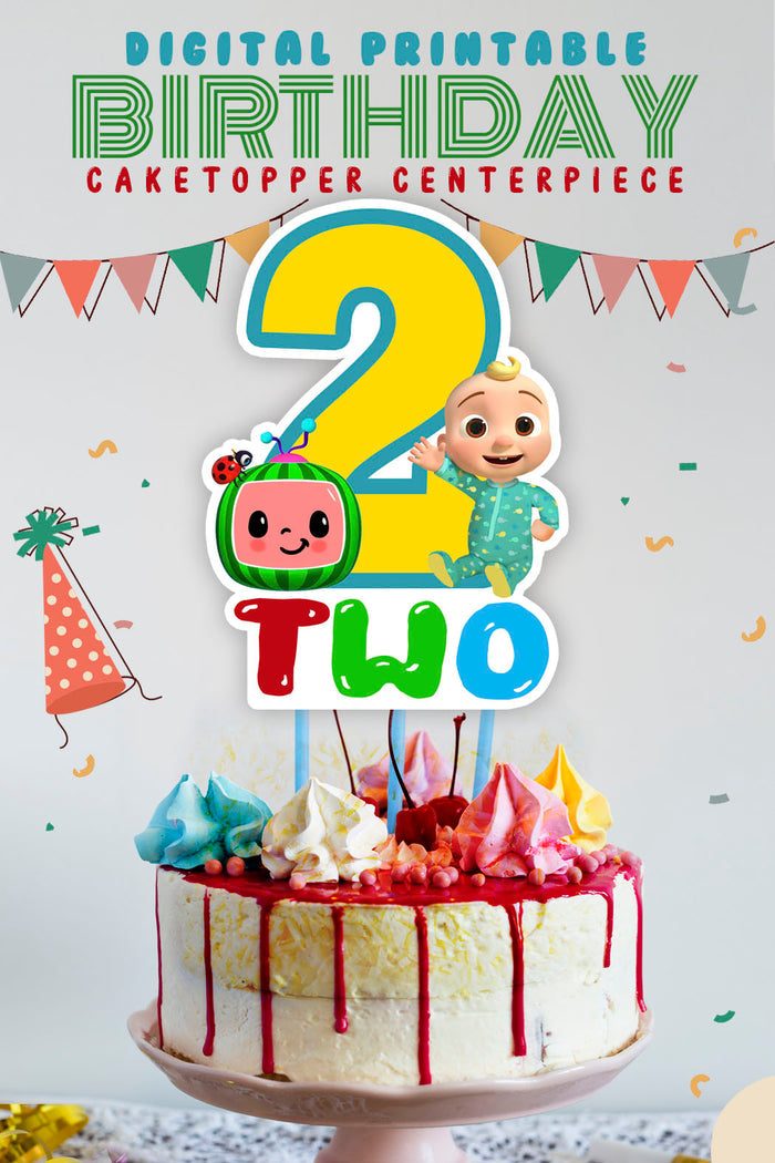 Cocomelon Birthday Party - Digital Printable Cake Centerpiece or Topper for AGE 2