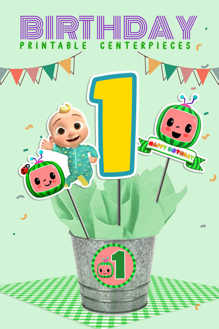 Cocomelon Birthday Party - Digital Printable Centerpieces for AGE 1