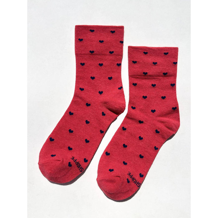 Heart Sneaker Socks | Tomato + Navy