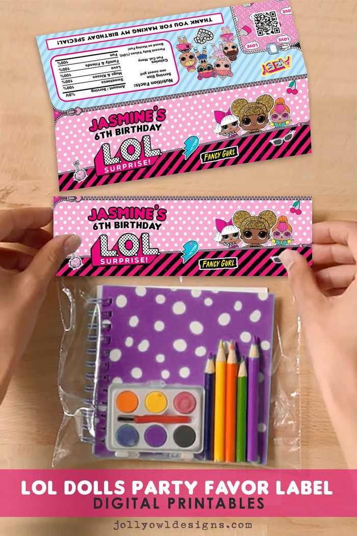 LOL Dolls Party Favor Bag Label L.O.L. Surprise - Personalized Digital File