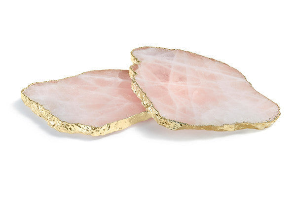 Rose Quartz & Gold Wine Coasters Set of 2 - RSVP Style