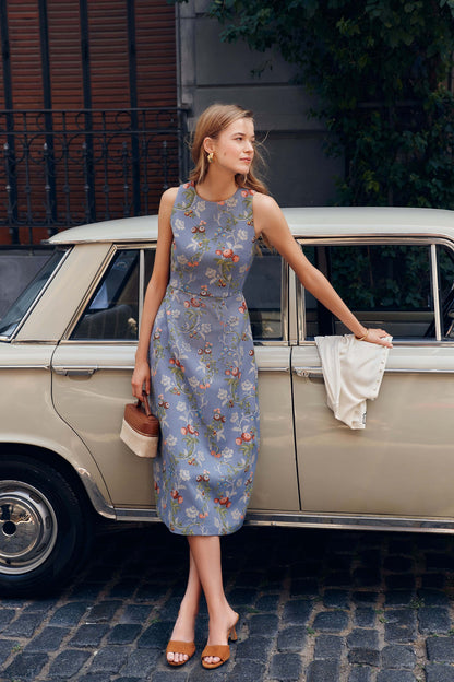 Trellis Bloom Jacquard Manon Dress