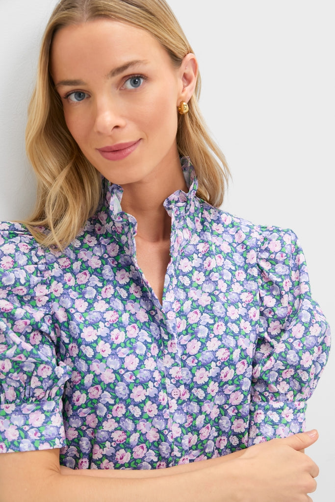 Lilac Ditsy Floral Mini Louisa Dress