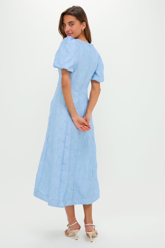Ice Blue Jacquard Inez Maxi Dress