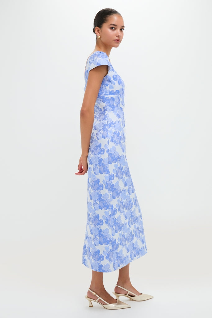 Pale Blue Jacquard Archibald Maxi Dress