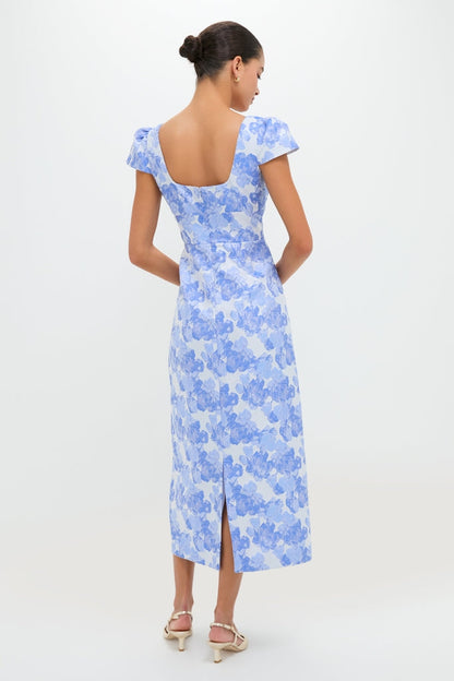Pale Blue Jacquard Archibald Maxi Dress