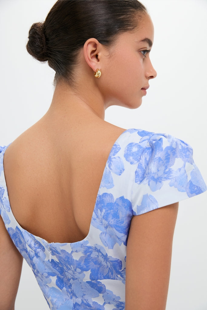 Pale Blue Jacquard Archibald Maxi Dress