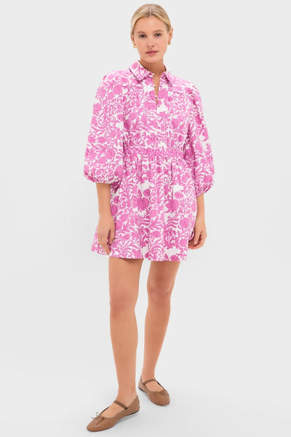 Pink Floral Lola Mini Shirt Dress