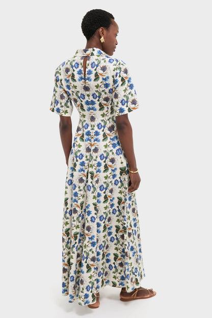 Vine Flower Off White Posie Cotton Maxi Dress