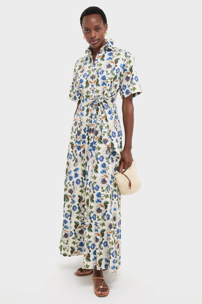 Vine Flower Off White Posie Cotton Maxi Dress