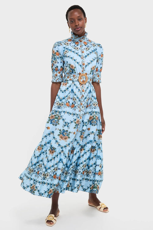 Magical Blossom Blue Marni Cotton Midi Dress