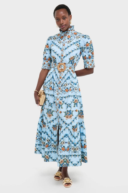 Magical Blossom Blue Marni Cotton Midi Dress