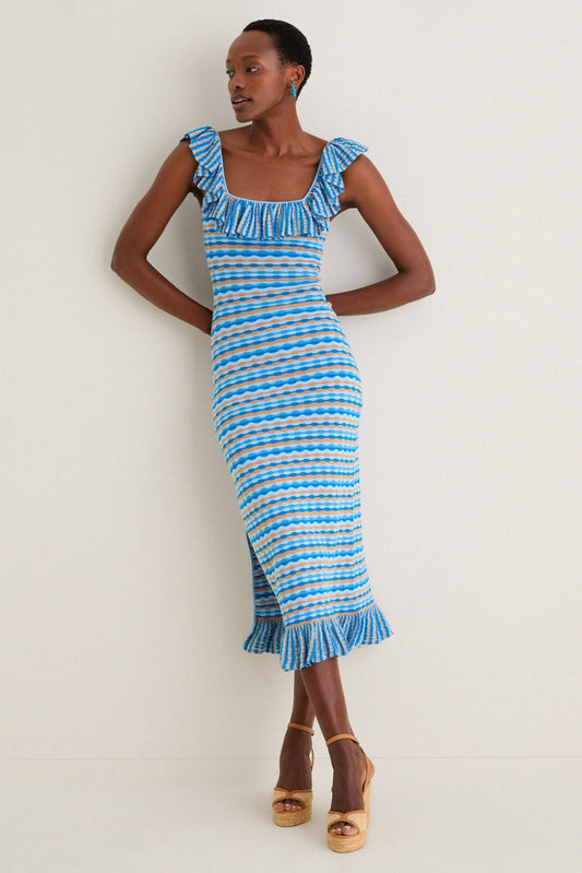 Ice Blue Viola Knit Maxi Dress