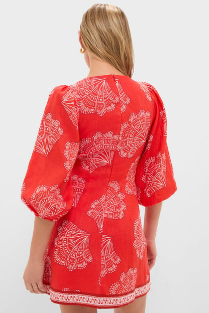 Indira Coral Tie Front Mini Dress