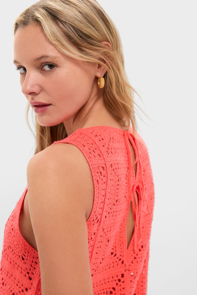 Coral Brenna Crochet Mini Dress
