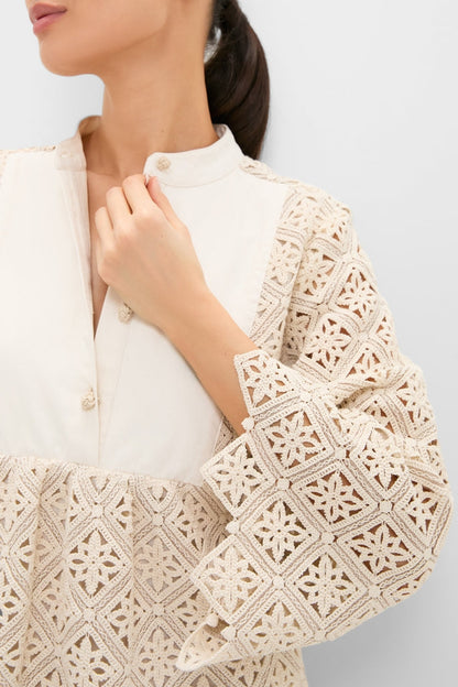 Tan Diamond Lace Mini Calliope Dress
