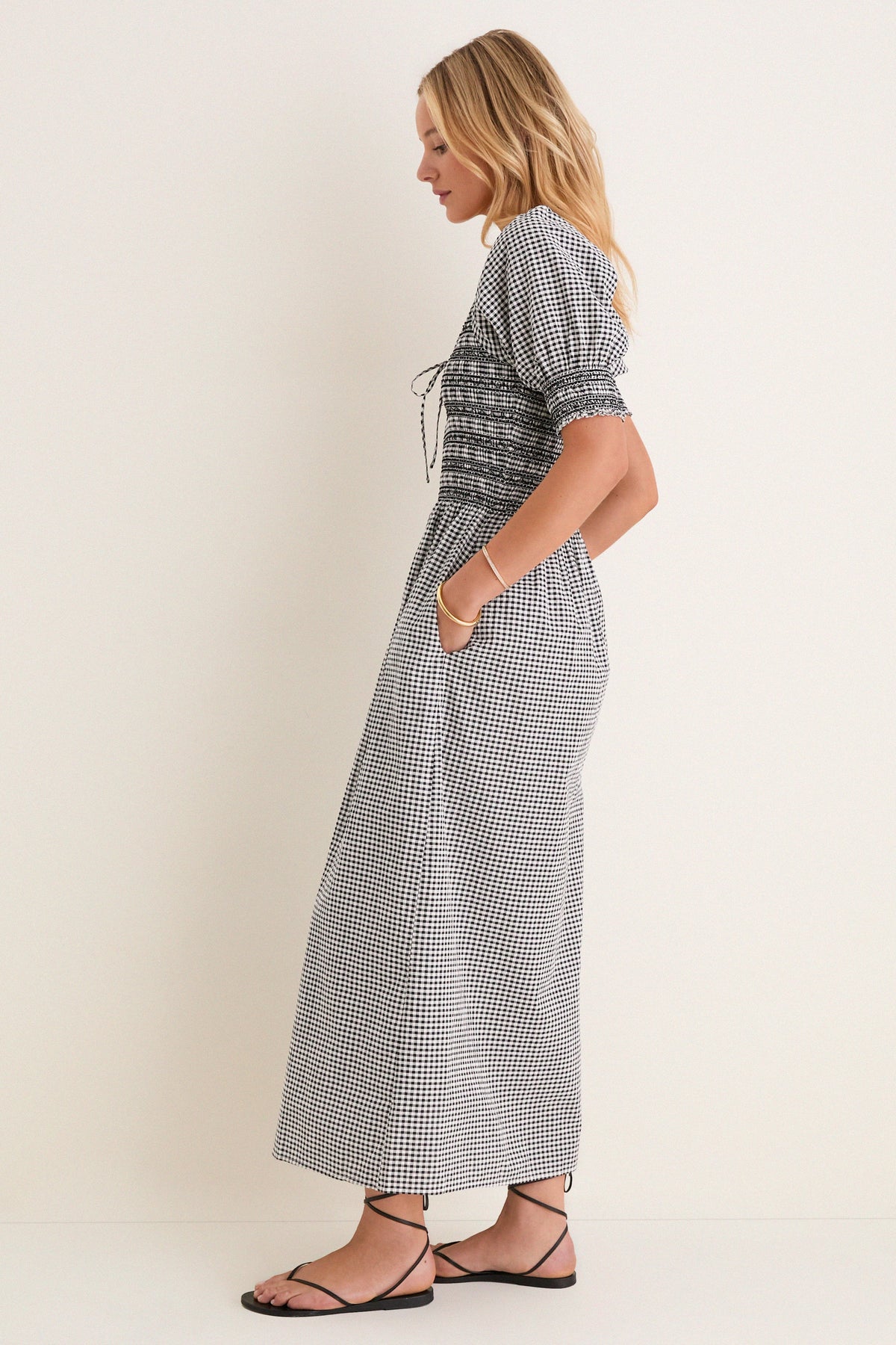 Black and Sand Gingham Madeline Nap Dress