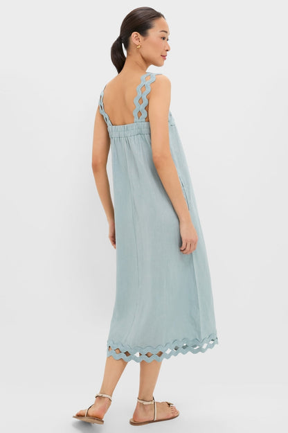 Light Blue Ric Rac Linen Ellis Dress