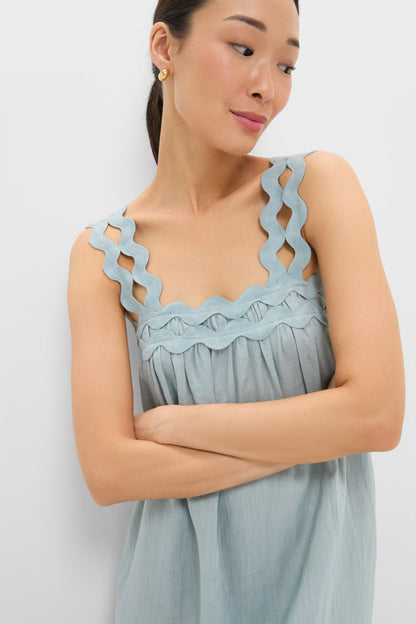 Light Blue Ric Rac Linen Ellis Dress