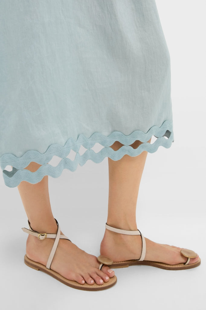 Light Blue Ric Rac Linen Ellis Dress