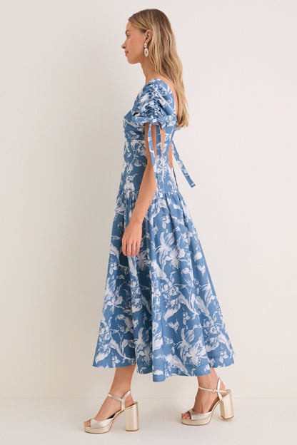 Vintage Blue Floral Marianna Maxi Dress