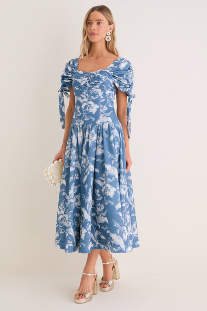 Vintage Blue Floral Marianna Maxi Dress