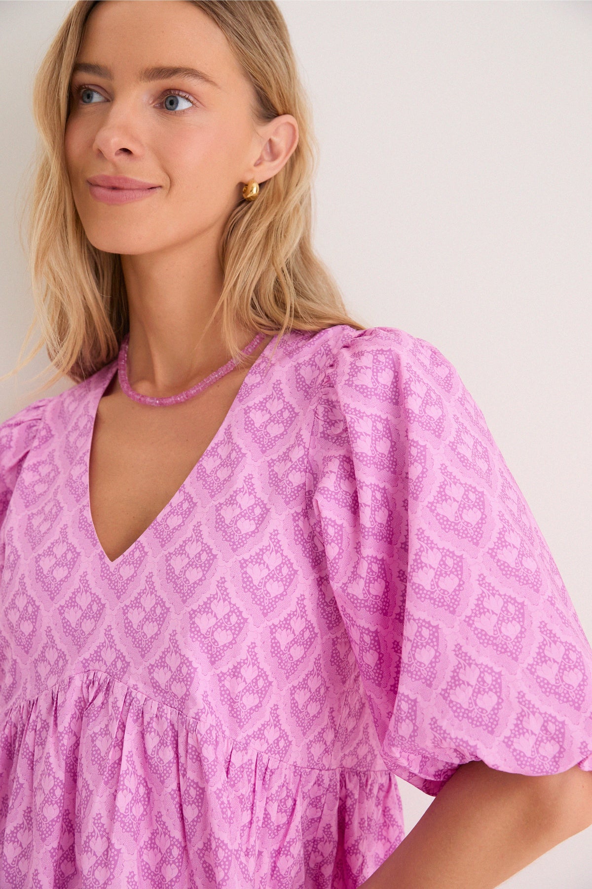 Pink Trellis Floral Patty Mini Dress