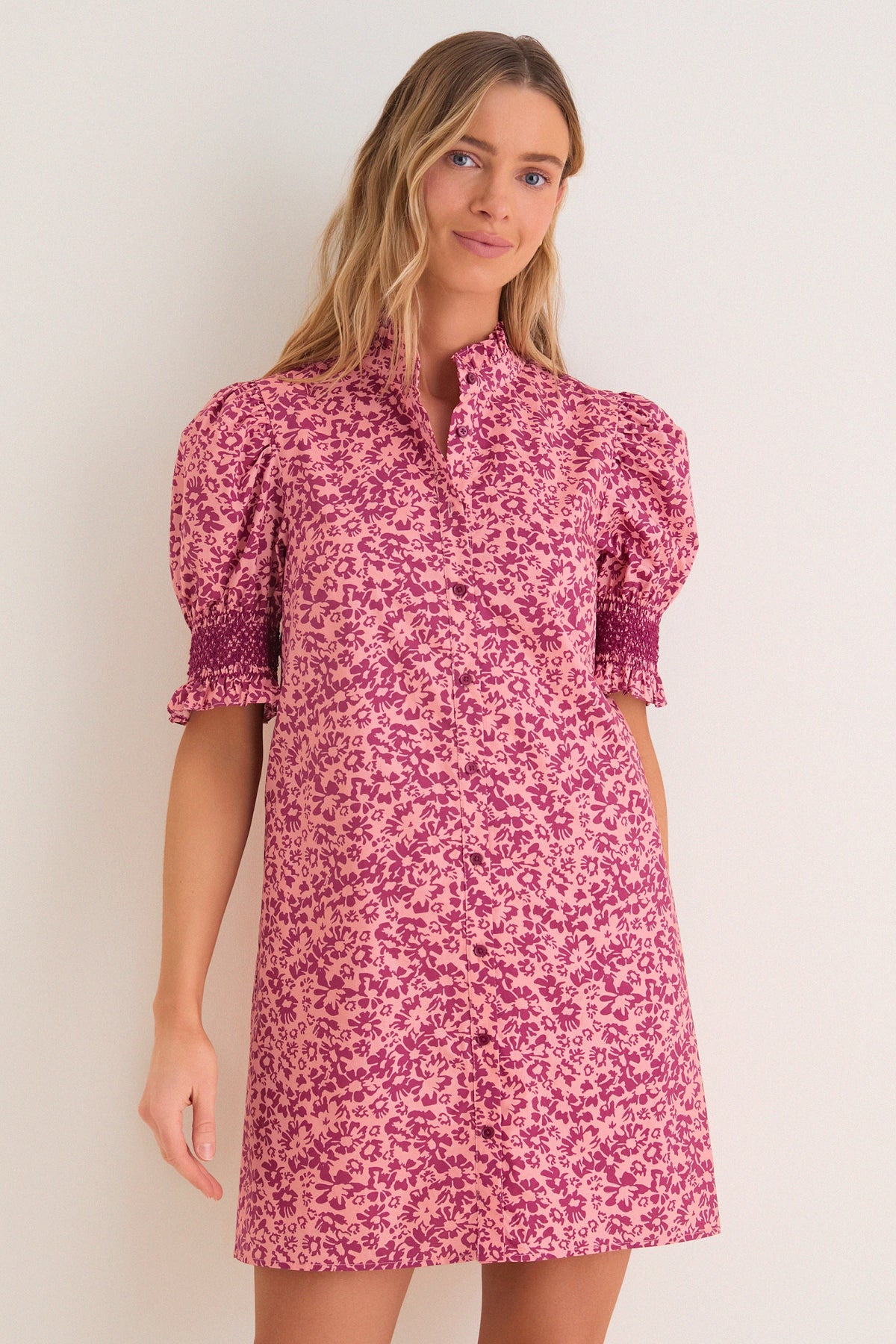 Pink & Maroon Ditsy Floral Lou Lou Mini Dress