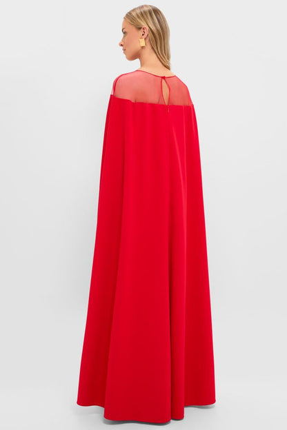 Red Estelle Cape Maxi Dress