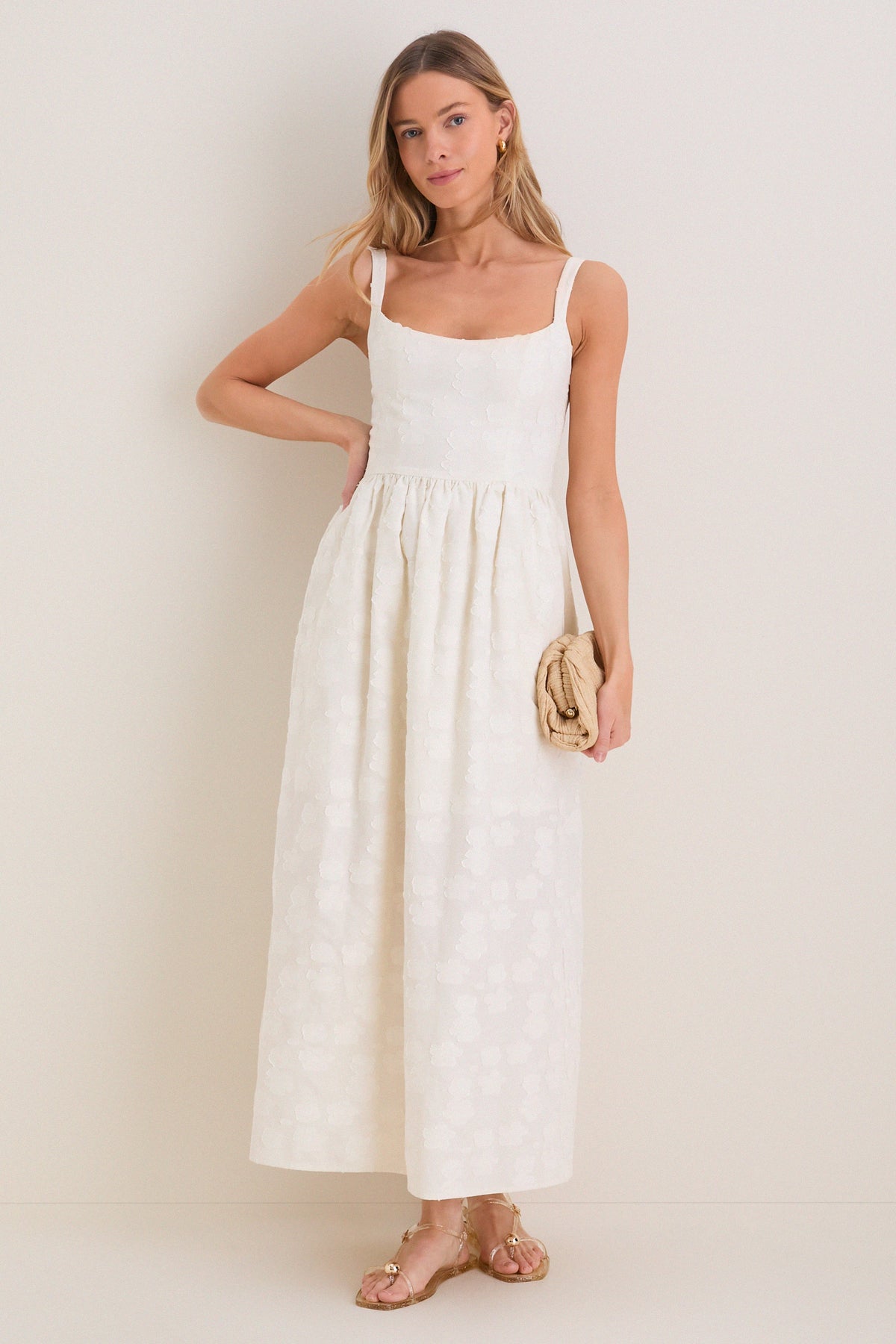 Ivory Jacquard Jour Maxi Dress