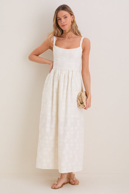 Ivory Jacquard Jour Maxi Dress