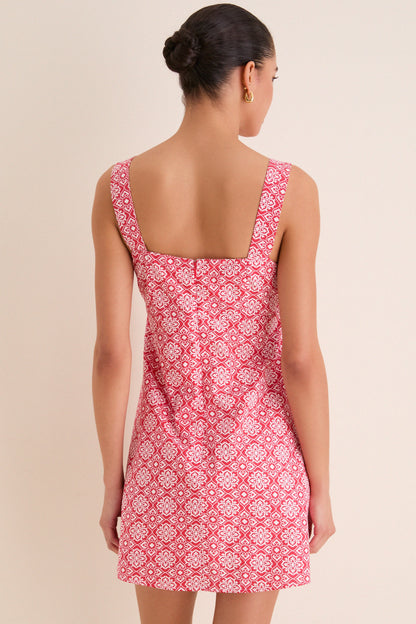 Red Geo Floral Volos Mini Dress